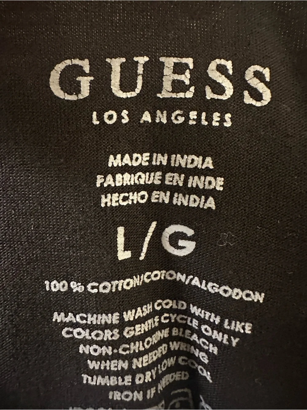Guess Black Short Sleeve Tee with Red Stripe and Gold Logo - Picture 2 of 2